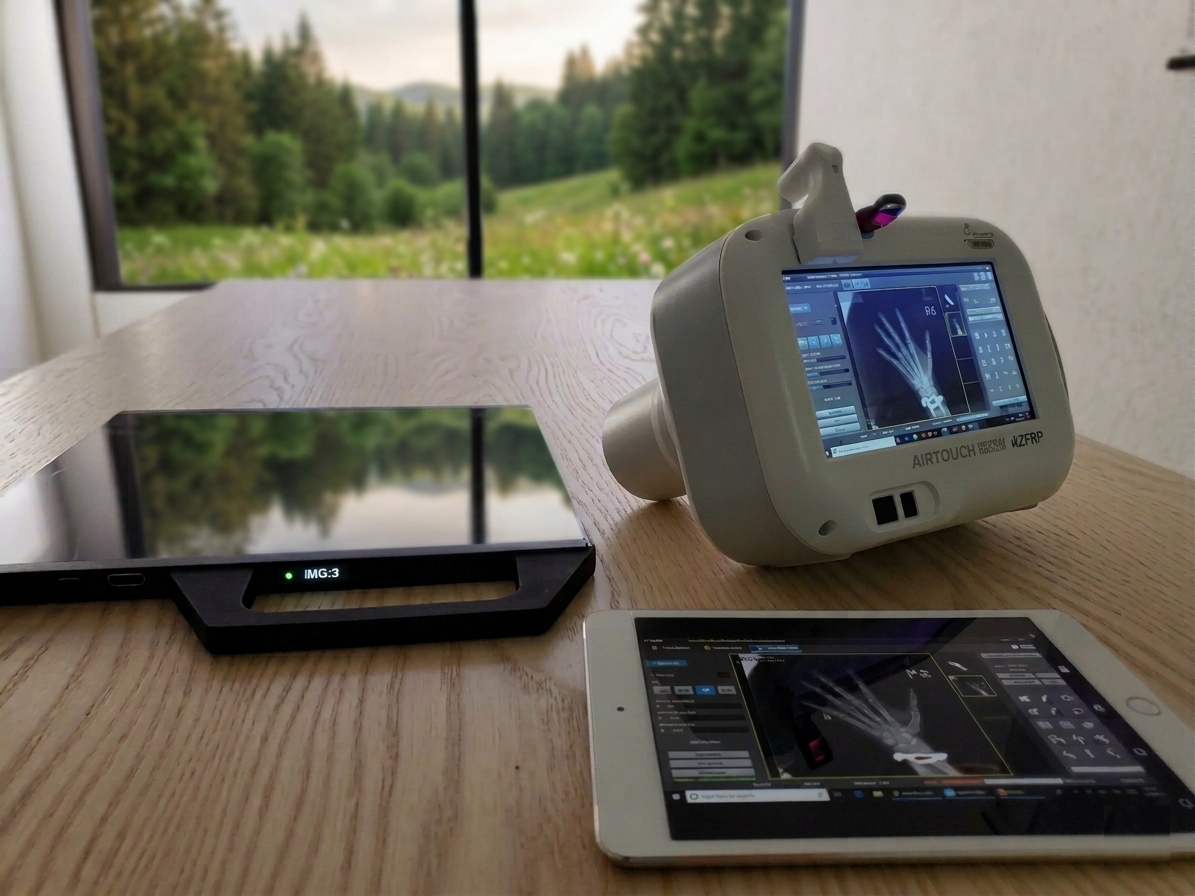 AiRTouch 905 portable X-ray in clinical use — with tablet workstation